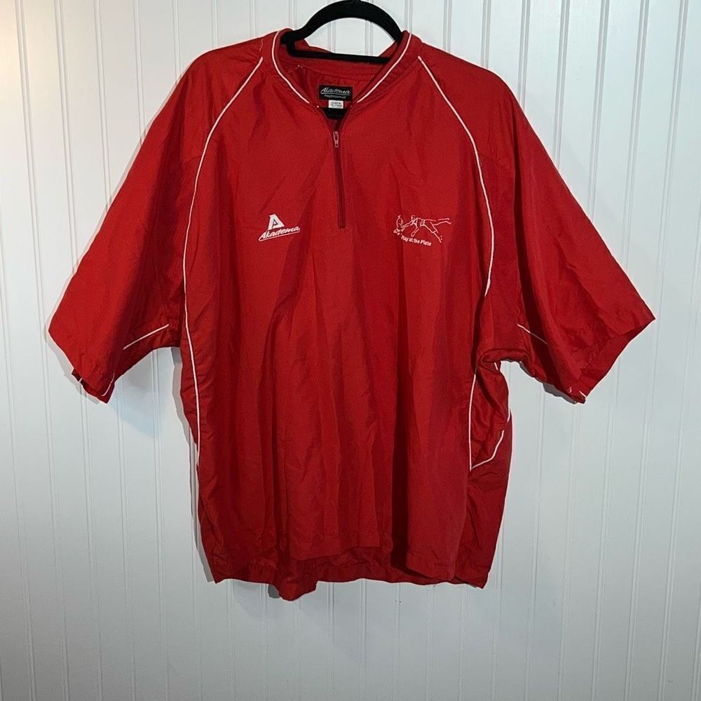 Akadema Play At The Plate Top Mens X-Large Red White Baseball Shirt Short Sleeve